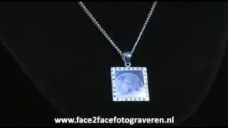 Foto hanger zilver met zirkoon bling bling (vierkant)