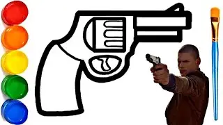 Gun drawing, painting and coloring for kids and toddlers #gun #gundrawing #pistol