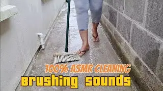 ASMR Concrete Floor Cleaning Brushing, Scrubbing & Water Sounds/No Talking
