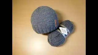 Knitted double-sided men's hat with a turn-up. Master class.