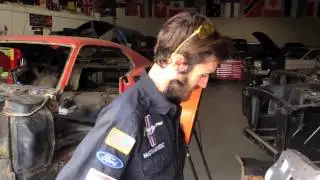 Radiator Support going in 1973 Mach 1 Q Code Project - Day 15 Ford Mustang