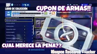 CUPON INVESTIGACION DE ARMAS - QUE ARMA SACAR DEL LIBRO? - GUIA ARMAS - Fortnite Salvar el Mundo