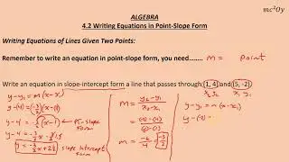 A 4.2, Point-Slope Form (E)