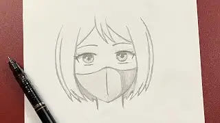 Easy anime drawing | how to draw anime girl wearing a mask easy step-by-step