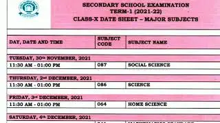 CBSE Term 1 Date Sheet 2021-22 Class 10, 12 (OUT) Live ...