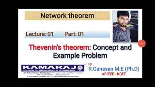 Thevenin’s theorem: Concept and Example Problem| DC network |  Mr.R.Ganesan AP 