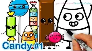 How to Draw Cartoon Candy Sweets Cute and Easy step by step - Halloween Trick or treat