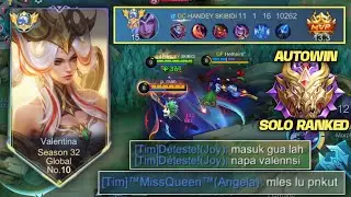 GLOBAL VALENTINA HANDEY COBA SOLO RANKED, TIM MALAH BERANTEM KARENA VALENTINA KU?! - MOBILE LEGENDS
