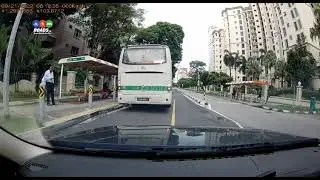 Impatient car and taxi driving against the flow of traffic