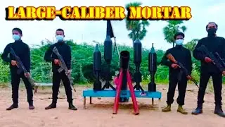 Large caliber mortar and other homemade weapons of the rebels from Burma