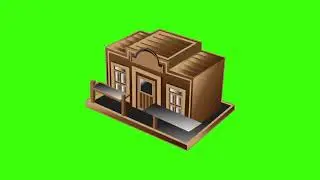 Beautiful building animation. Green screen video. Chroma Key.