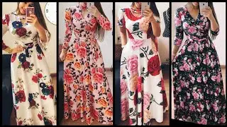 Latest Beautiful Stylish And Trendy Designer Casual Wear Flowers Print Women's Maxi Dresses