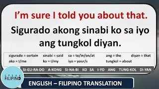 COMMONLY USED FILIPINO PHRASES! #28 (English-Tagalog)