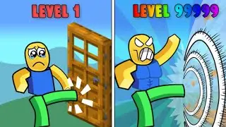 Играю в Roblox Симулятор открытия дверей с помощью ноги