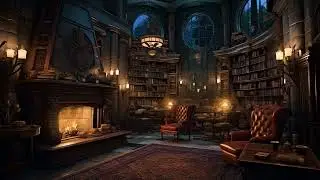 Old Library Ambience: Fireplace & Rain Sounds for Studying and Reading