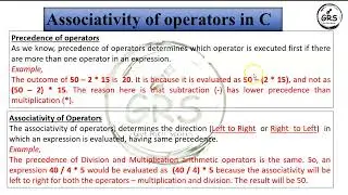 C 023  L value and R Value ,  Associatvity of operators in C
