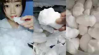 Freezer Frost Eating | Crunchy Ice Eating | Powdery Ice Eating ASMR ❤️❄️#whiteice #freezerfrost