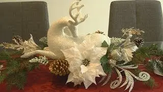 Christmas Centerpiece for Table or Fire place: Holiday Reindeer Elegant Ornament