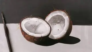 How to paint realistic coconut with acrylic colours |full video| #painting  #shorts #youtubeshorts