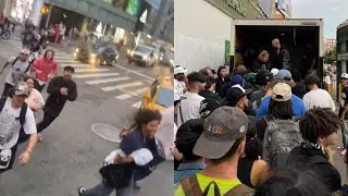 ASSPIZZA Shuts Down New York, Kids Running Through Traffic For Free Shoes