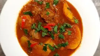 Густой томатный суп с говядиной и картошкой