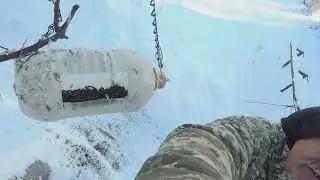 Мороз.  Проверяем  перемёт.  Кормим  птиц.