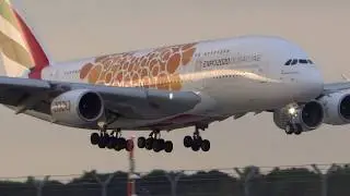 Emirates Airbus 380 Stunning Landing Lights Hamburg Airport