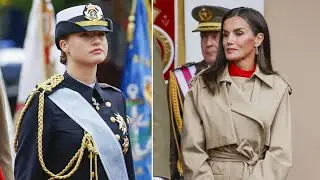 La reina Letizia y la princesa Leonor desafían a la lluvia en el Día de la Fiesta Nacional