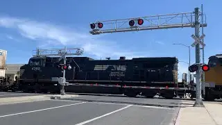 UP 8888 Z-Train Intermodal With NS DPU North - E. Swain Road Railroad Crossing, Stockton CA