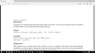 SQL 12 sequence |  synonym and  views