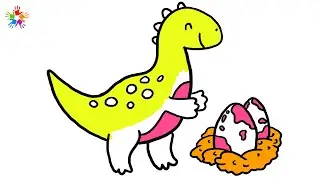 How to draw a dinosaur. Dinosaur drawing for kids and toddlers..