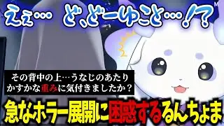 背後に