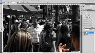Photoshop Tutorial (1) Selective color in a black and white photo.