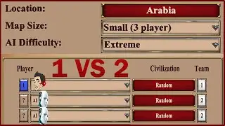 1 vs 2 Extreme AIs - Age of Empires 2 DE Gameplay