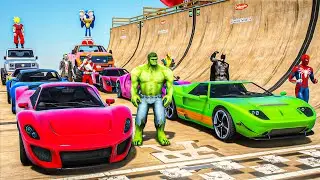 SpiderMan VS Hulk VS Superheroes  Sport Cars on Rampa GTA 5 Challenge |  GTA 5 MODS