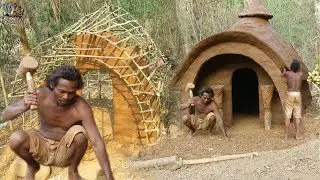 Primitive Technology: Clay Thatched Mud Hut | Build Amazing Primitive Hut