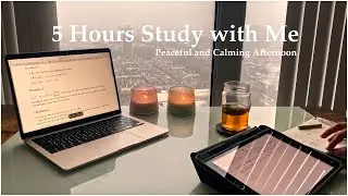 5-HOUR STUDY WITH ME| Rain + Sunset View| White Noise for Studying|POMODORO 60/10| Mindful Studying|