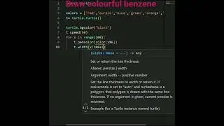 coolest 😎colourful benzene using turtle 🐢|| python || 