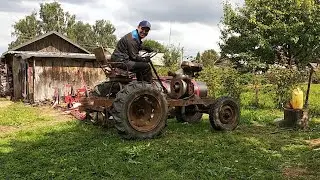 Reviving a homemade old grandfather's tractor.