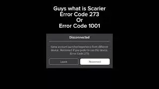 Error 273 Or Error 1001 
