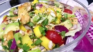 Ensalada de mango, aguacate y pollo con vinagreta de mostaza y miel !!!