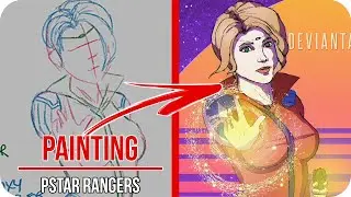 [NewRetro - Vaporwave] PStar Rangers - Steps Digital Painting Tutorial