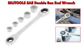 Double Box End Ratcheting Wrench, 7 in 1 SAE Ratchet Wrench, 9/16" - 8/5", 72 Tooth Gear, Cr-V