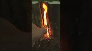 Making a small log cook stove 🪵🔥 efficient way to boil water or cook food out in the woods
