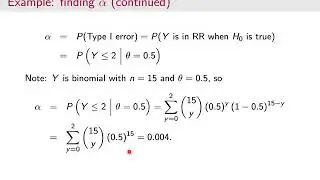 Intro to Hyp Tests (Part 3) - Example Computing Probability of Type I and II Errors