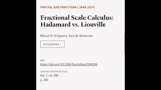 Fractional Scale Calculus: Hadamard vs. Liouville | RTCL.TV