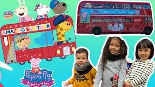Peppa pig afternoon tea bus tour London | Gabriel and Rosey with best friend Jia | Peppa Pig Bus