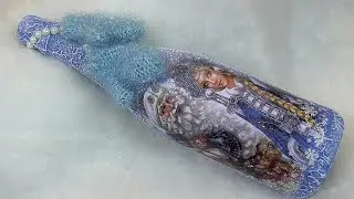 Новогодний декор бутылки шампанского/New Year bottle decor