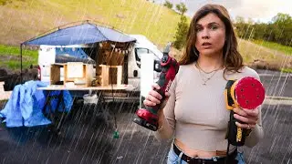 Rebuilding My Van In A Rain Storm (Yikes)