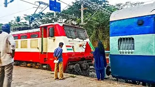 Indian Railways Old-school WAP1 Locomotive Coupling With Train!